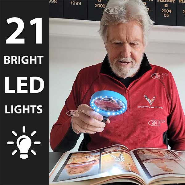 VISIONAID 30X Hands-Free Magnifier with Bright LED Lights - Hobby Edition