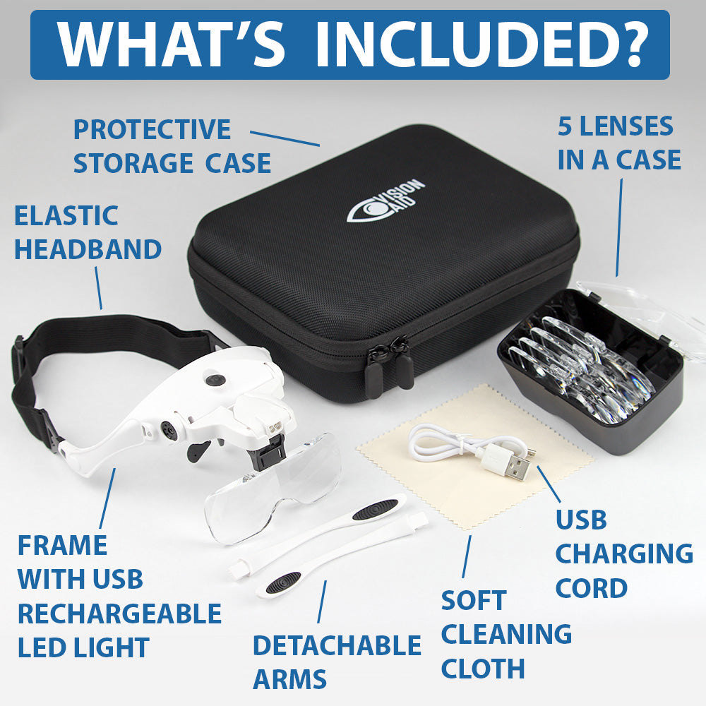 VISION AID Magnifying Glasses with A Storage Case (USB Rechargeable) -  Expert Set – VisionAid™
